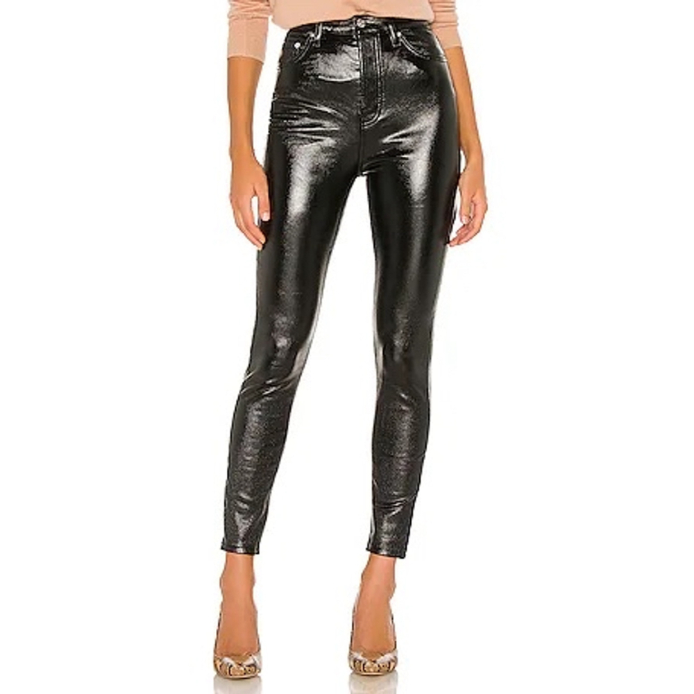 We The Free Women's High-Rise Shiny Black Skinny Jeans